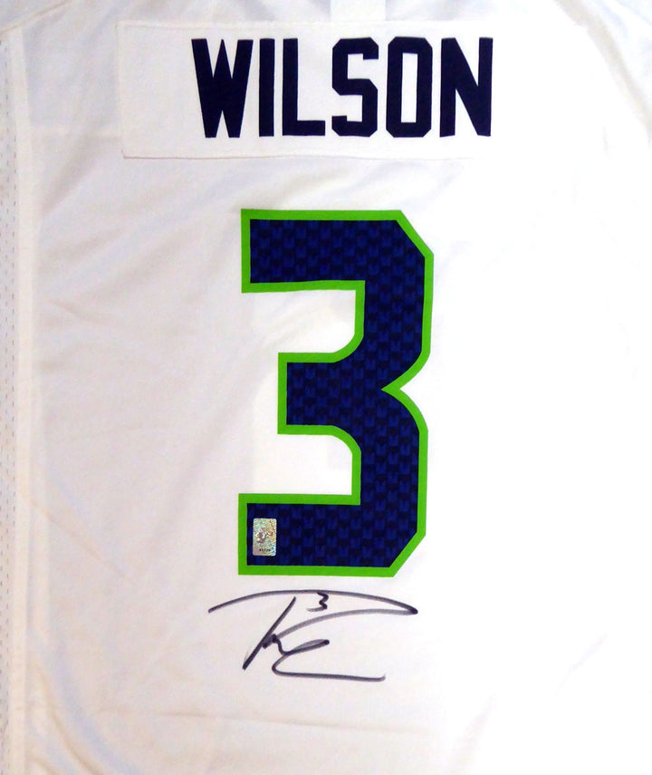 Seattle Seahawks Russell Wilson Signed White Nike Jersey Size XL RW Holo