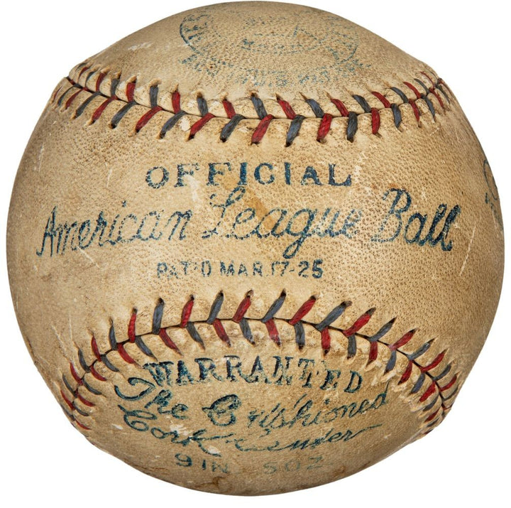 Babe Ruth & Durocher Signed Game Used 1928 Ruth Home Run Baseball PSA+BAS LOA