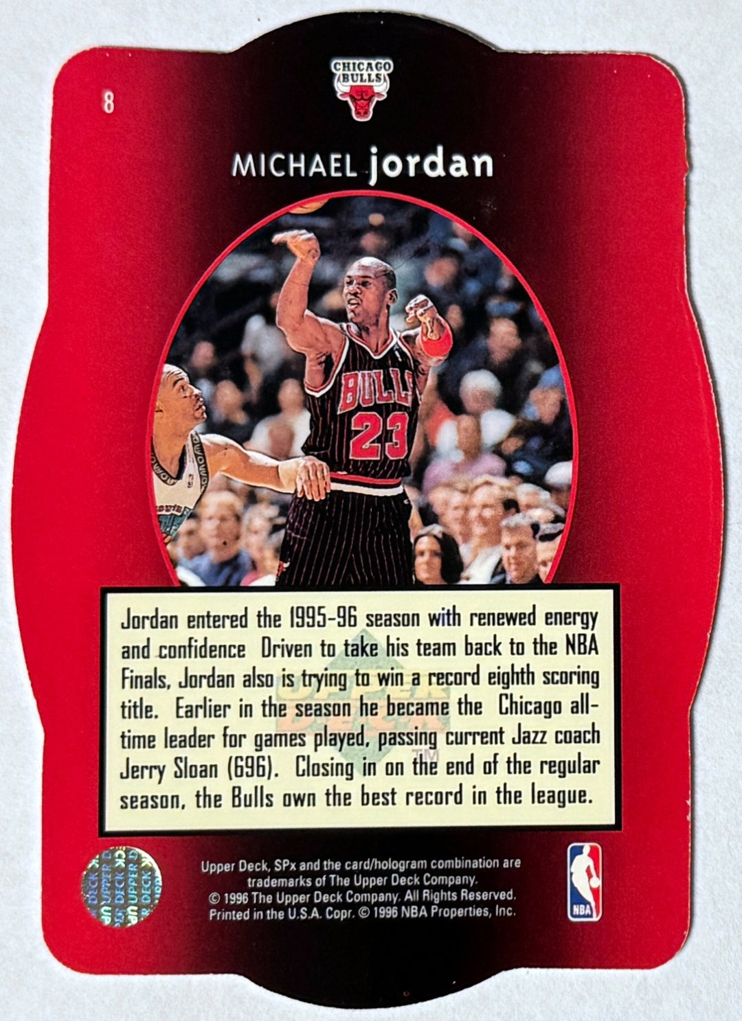 Michael Jordan 1996-97 Upper Deck SPx Holoview Die-Cut Card #8- (Chicago Bulls)