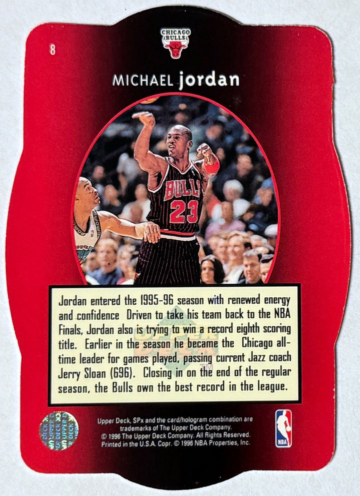 Michael Jordan 1996-97 Upper Deck SPx Holoview Die-Cut Card #8- (Chicago Bulls)