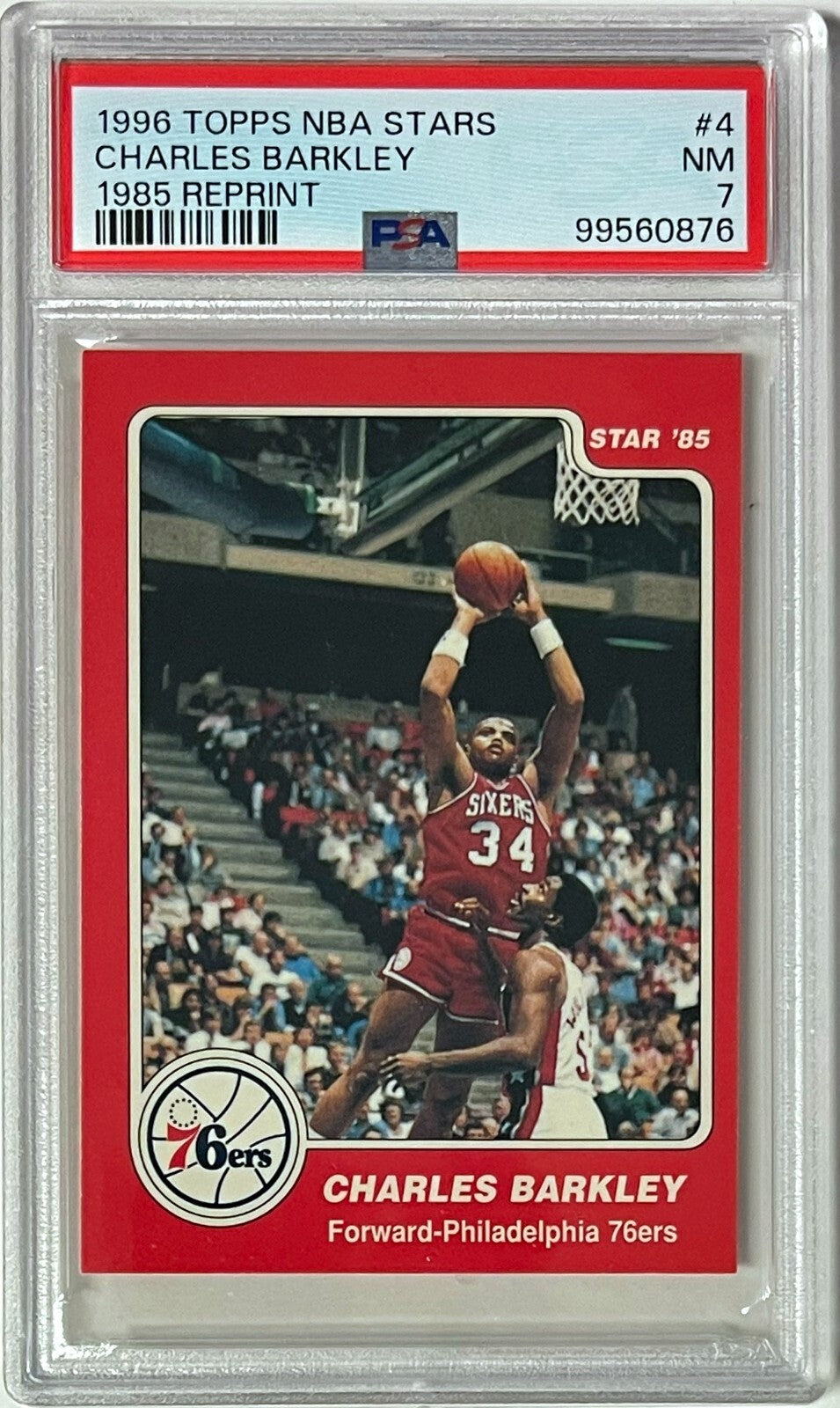 Charles Barkley 1996 Topps NBA Stars 1985 Reprint RC Card #4 - PSA Graded 7 NM