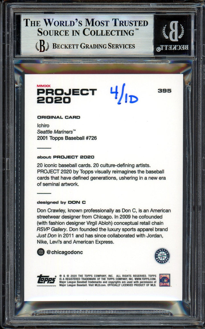 Ichiro Suzuki Auto Topps Project 2020 Don C Card 395 Mariners Gold #/10 Beckett