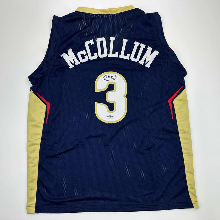 Facsimile Autographed C.J. CJ McCollum New Orleans Blue Reprint Jersey Men's XL