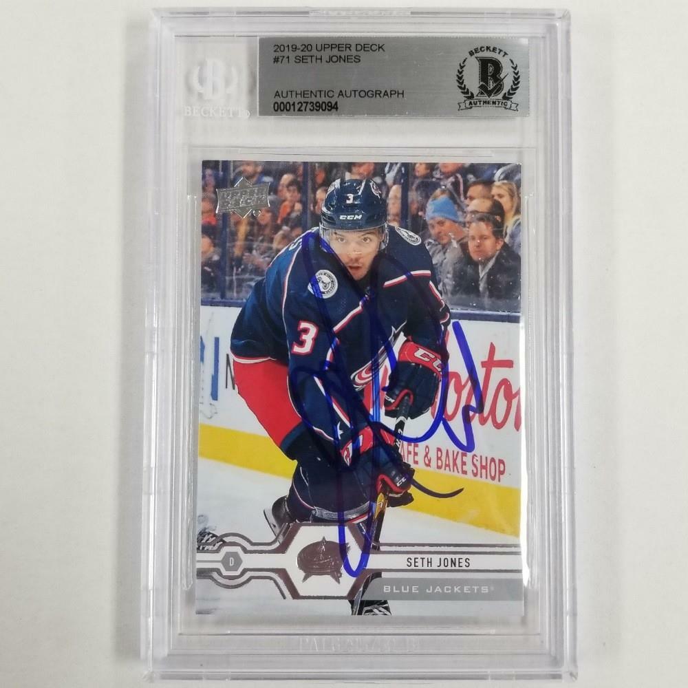 Seth Jones signed 2019-20 Upper Deck #71 Card Blue Jackets Autograph ~ BAS BGS