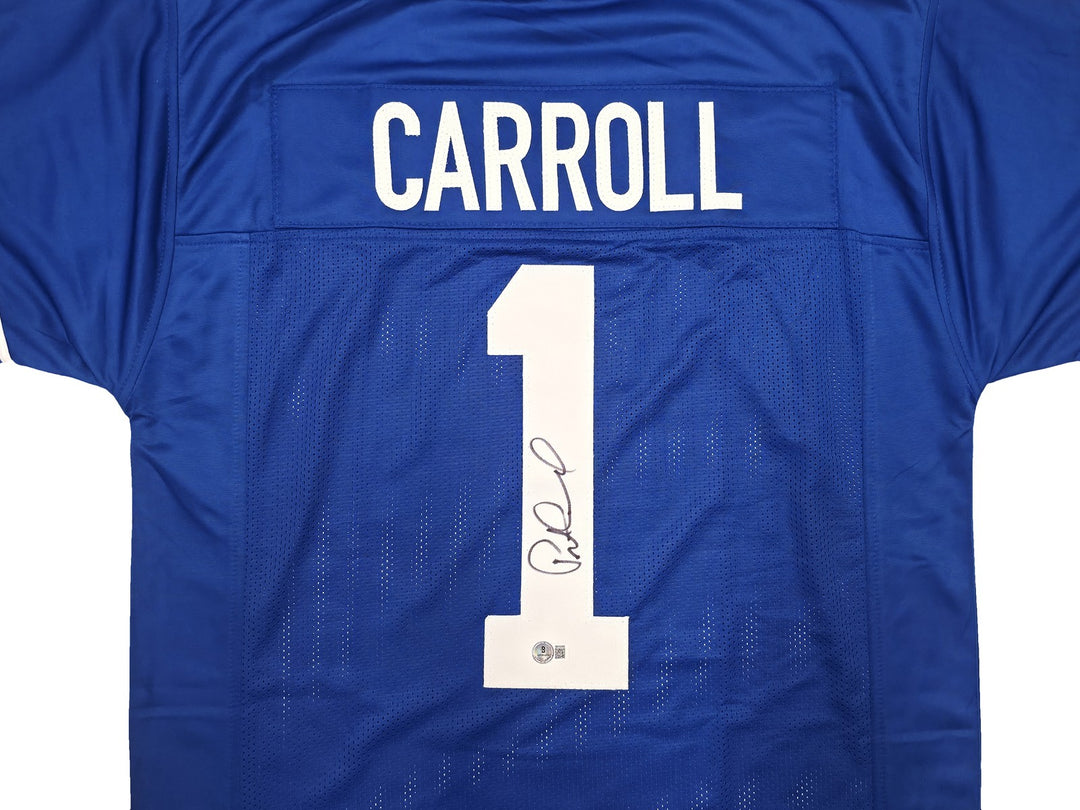 Seattle Seahawks Pete Carroll Signed Blue Jersey Beckett