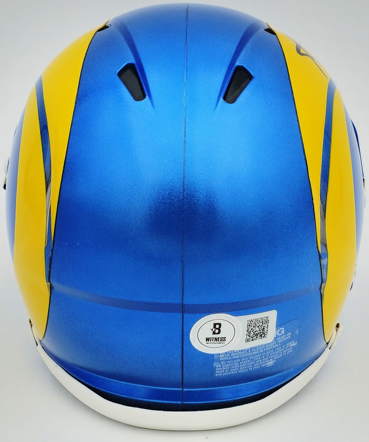 Aaron Donald Auto Signed Los Angeles Rams Blue Speed Mini Helmet Beckett Witness