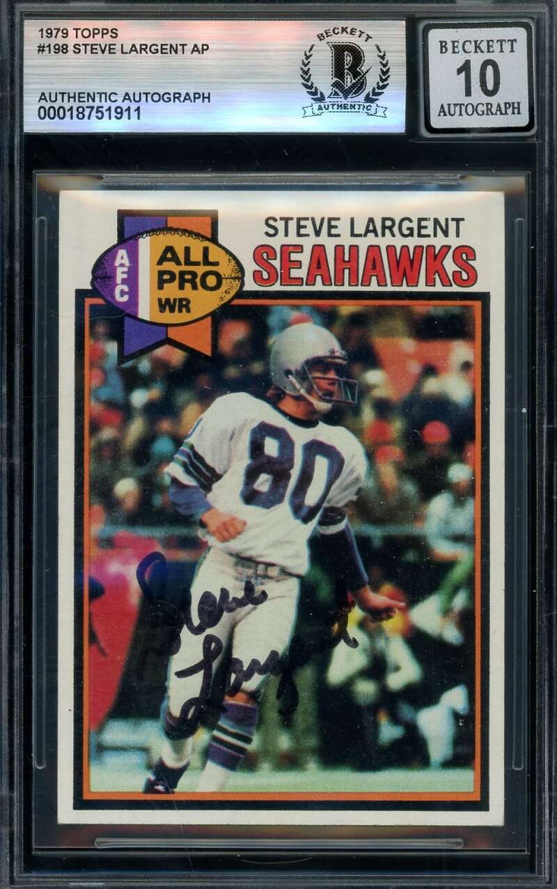 Steve Largent Gem Mint 10 Beckett BAS Signed 1979 Topps Autograph