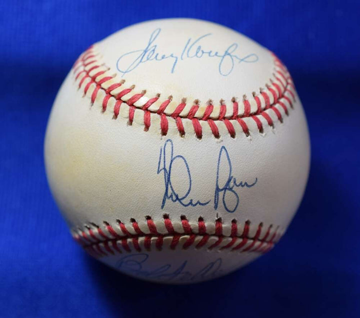 Koufax Ryan Feller PSA DNA LOA Autograph Major League Signed by 3 Baseball