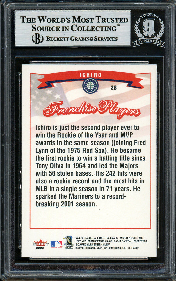 Ichiro Suzuki Signed 2002 Fleer Franchise Players Card 26 Mariners Beckett