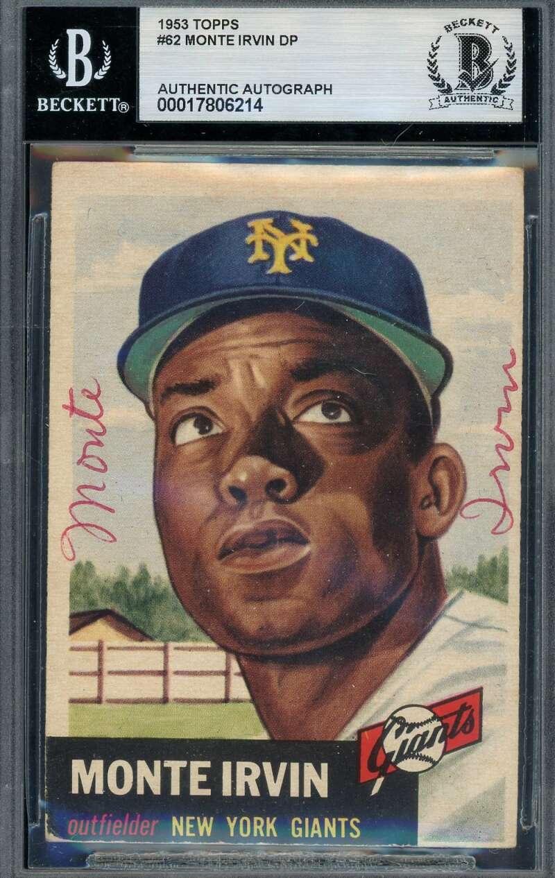 Monte Irvin Beckett BAS Signed 1953 Topps Autograph