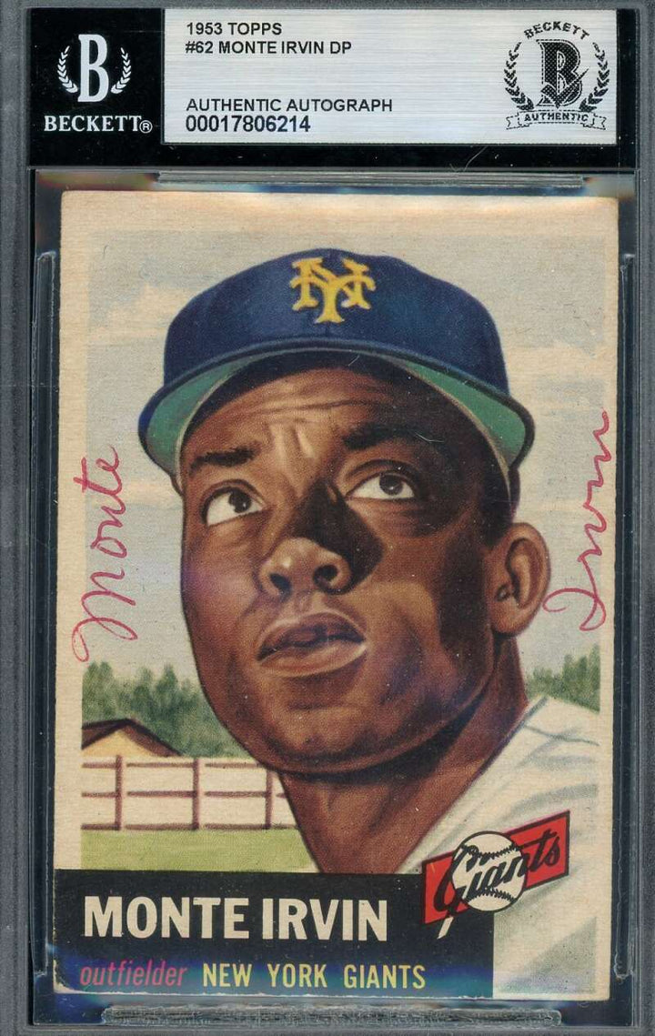 Monte Irvin Beckett BAS Signed 1953 Topps Autograph