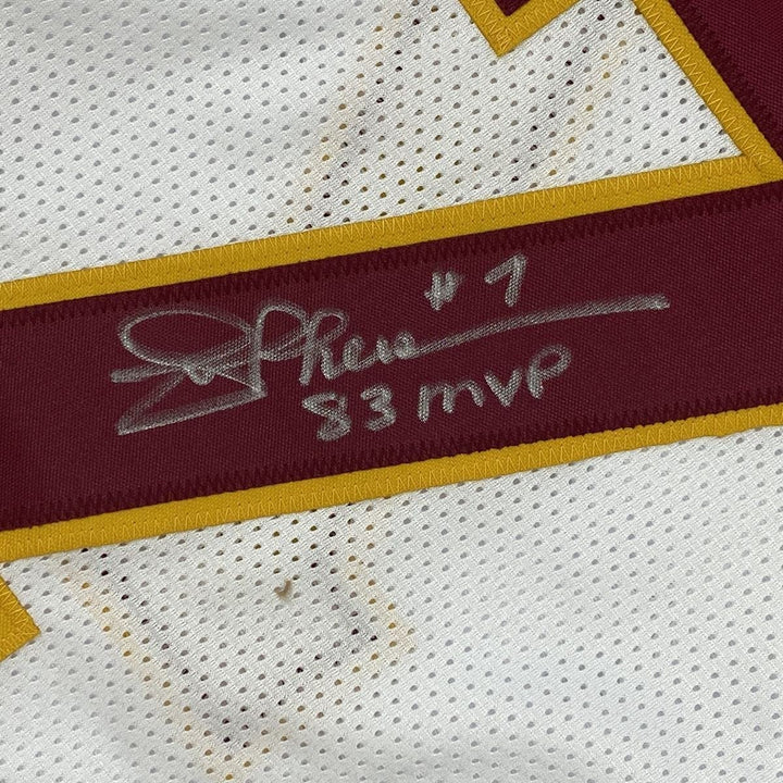 Autographed/Signed JOE THEISMANN 83 MVP Washington White Jersey Beckett COA