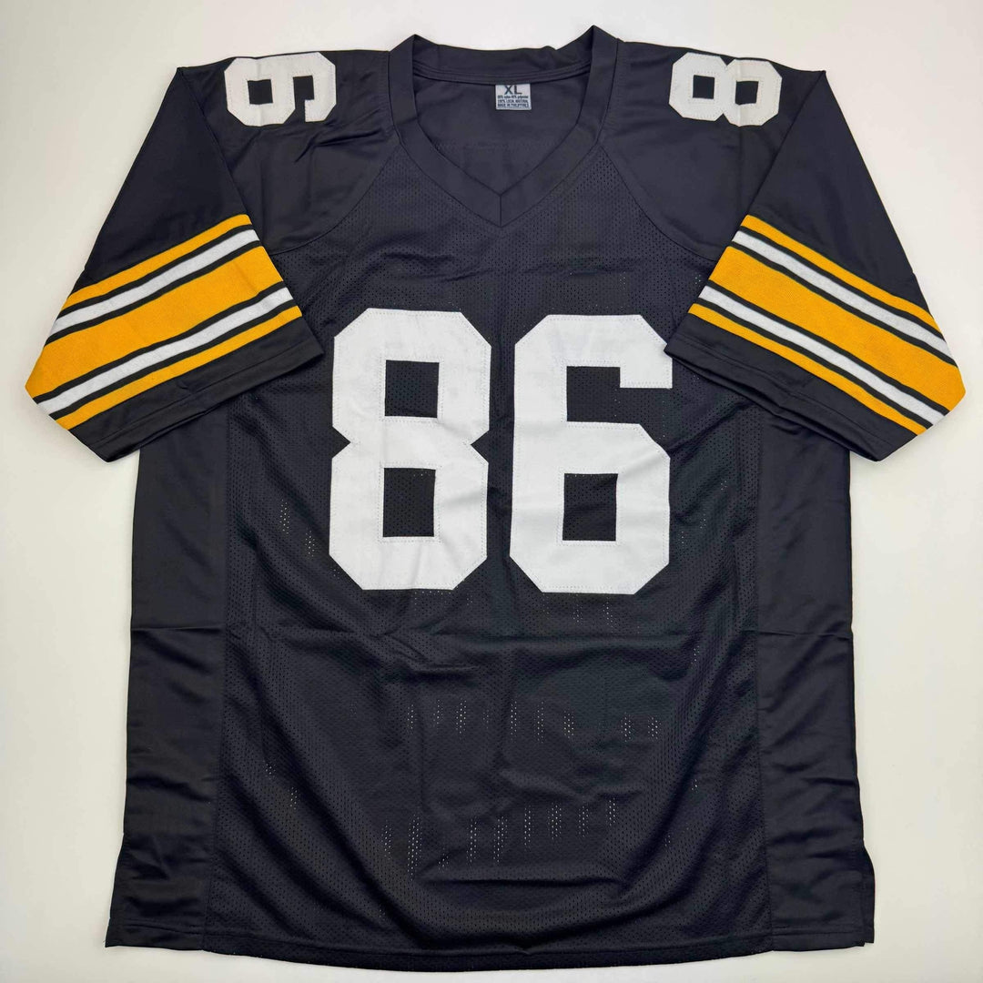Autographed/Signed Hines Ward Pittsburgh Black Retro Football Jersey Beckett COA