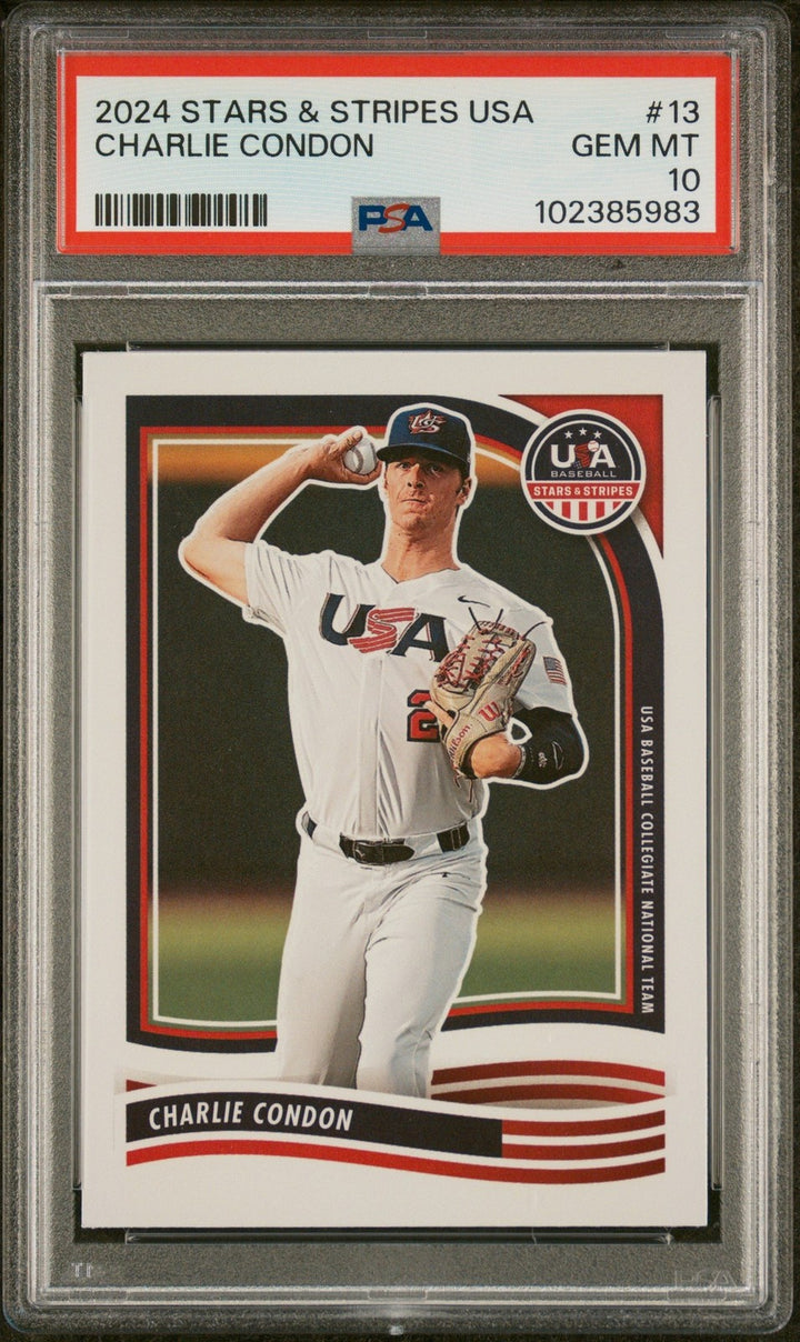 Graded 2024 Panini Stars & Stripes USA Charlie Condon #13 Card PSA 10