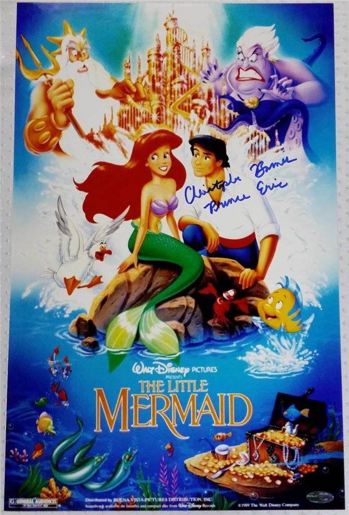 CHRISTOPHER BARNES Prince Eric signed LITTLE MERMAID 11x17 Movie Poster ~ OC COA
