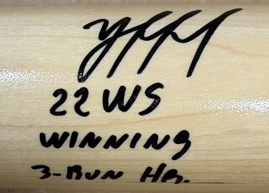Yordan Alvarez Astros Signed Tan Louisville Slugger Bat 22 WS Winning 3 Run BAS