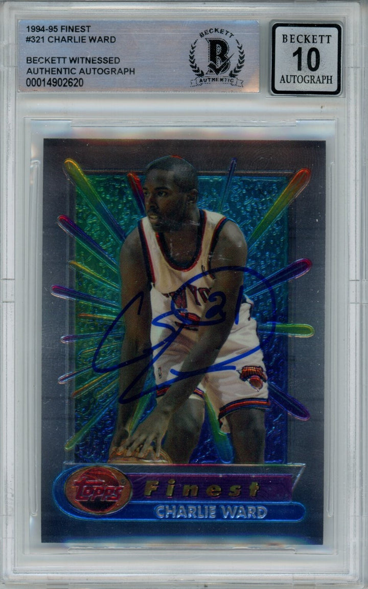 Charlie Ward Signed New York Knicks 1995 Topps #321 Beckett Auto 10 40715