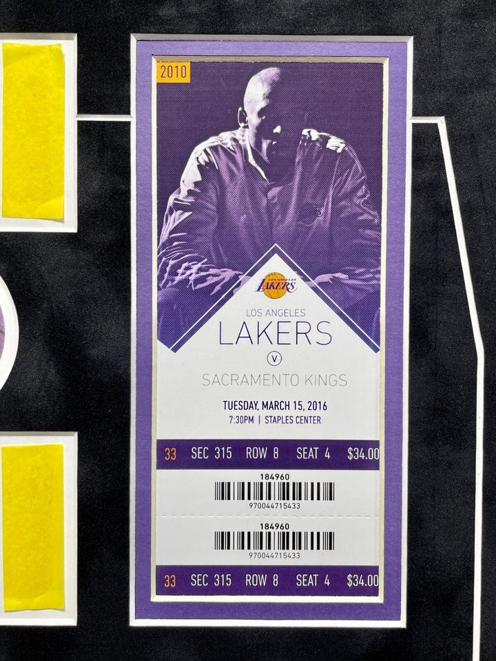 Kobe Bryant Lakers Game Used Ticket, Floor & Last Game Confetti Framed #D/50 COA