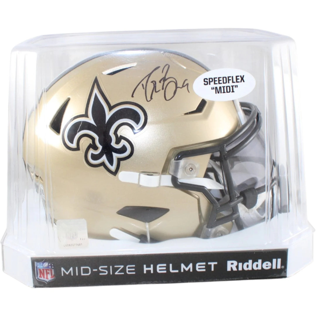 Drew Brees Autographed New Orleans Saints Mid-Size Midi Helmet Beckett WIT 58424