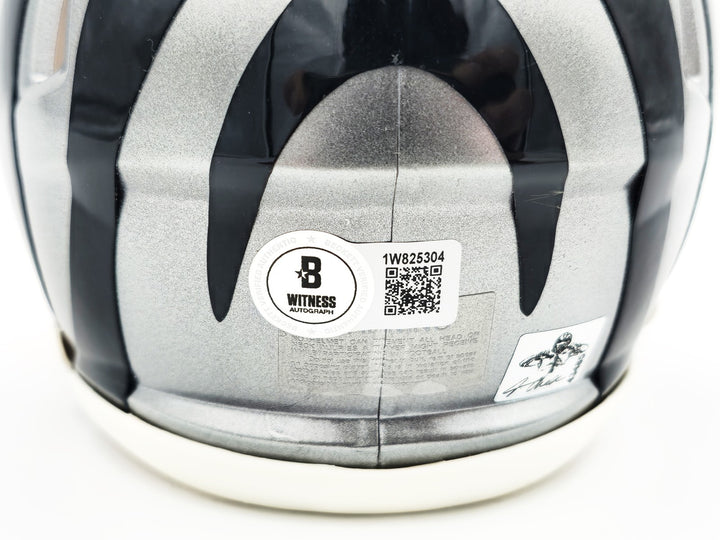 Ja'Marr Chase Signed Cincinnati Bengals Flash Gray Speed Mini Helmet Beckett Wit