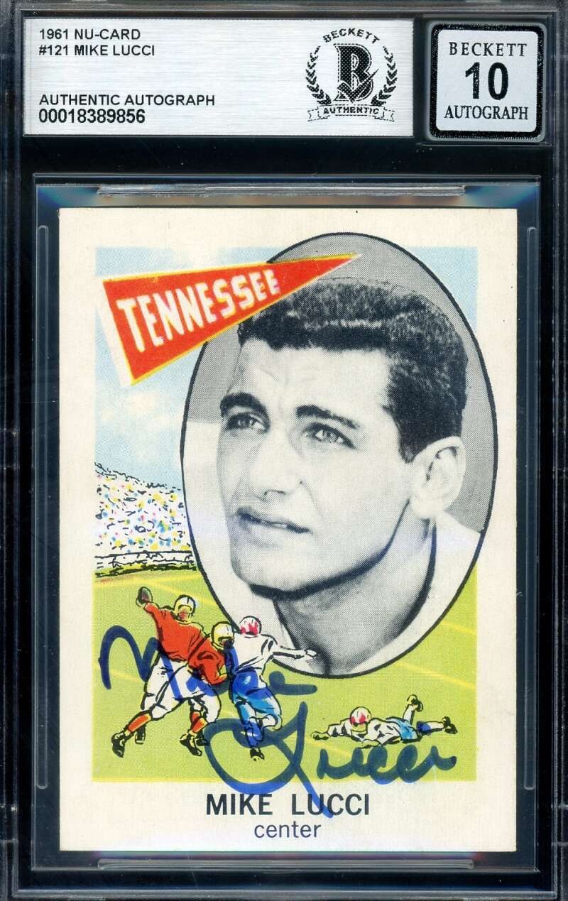 Mike Lucci Gem Mint 10 Beckett BAS Signed 1961 Nu-Card Rookie Autograph