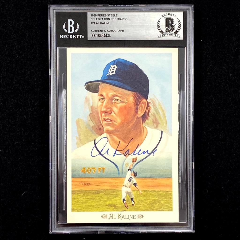 Al Kaline signed 1989 Perez-Steele Postcard #21 autograph auto ~ Beckett BAS