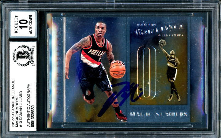Damian Lillard Auto 2012-13 Panini Brilliance Magic Numbers RC 10 Sig 10 Beckett