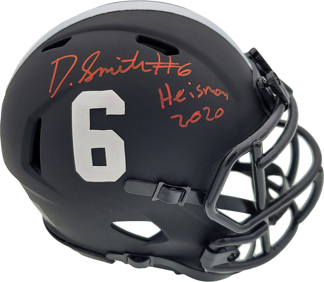 Devonta Smith Signed Alabama Crimson Tide Eclipse Black Speed Mini Helmet