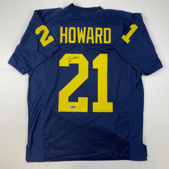 Facsimile Autographed Desmond Howard Michigan Blue Reprint Jersey Size Men's XL