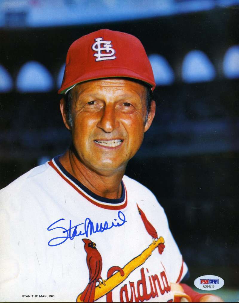 Stan Musial Psa Dna Coa Autographed 8x10 Photograph  Hand Signed Authentic