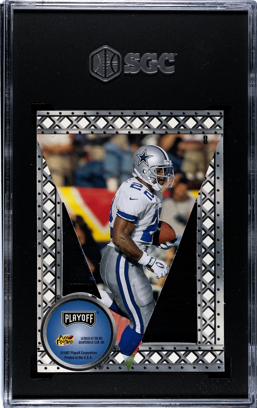 Emmitt Smith 1997 Playoff Contenders Felt Die-Cut Pennant Card #8- SGC Graded 8.