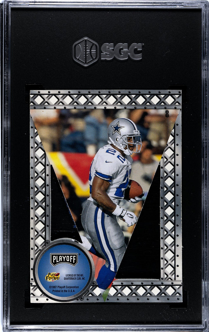 Emmitt Smith 1997 Playoff Contenders Felt Die-Cut Pennant Card #8- SGC Graded 8.