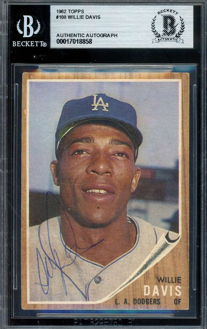 Willie Davis Beckett BAS Signed 1962 Topps Autograph