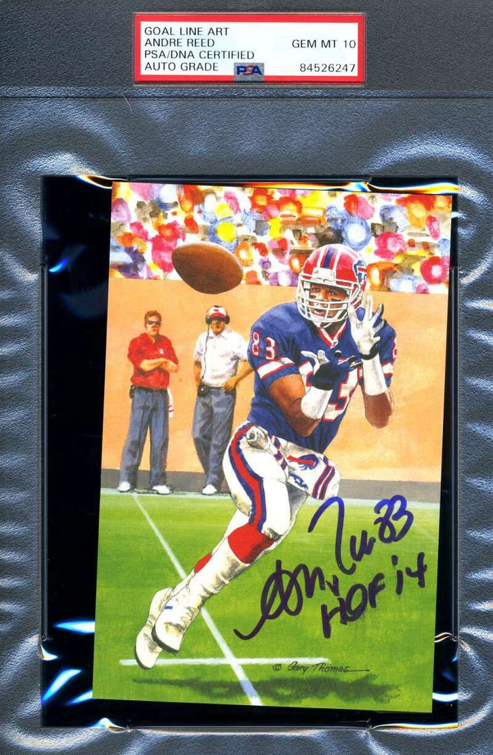 Andre Reed Gem Mint 10 PSA DNA Slabbed Signed Goal Line Art Card Autograph GLAC