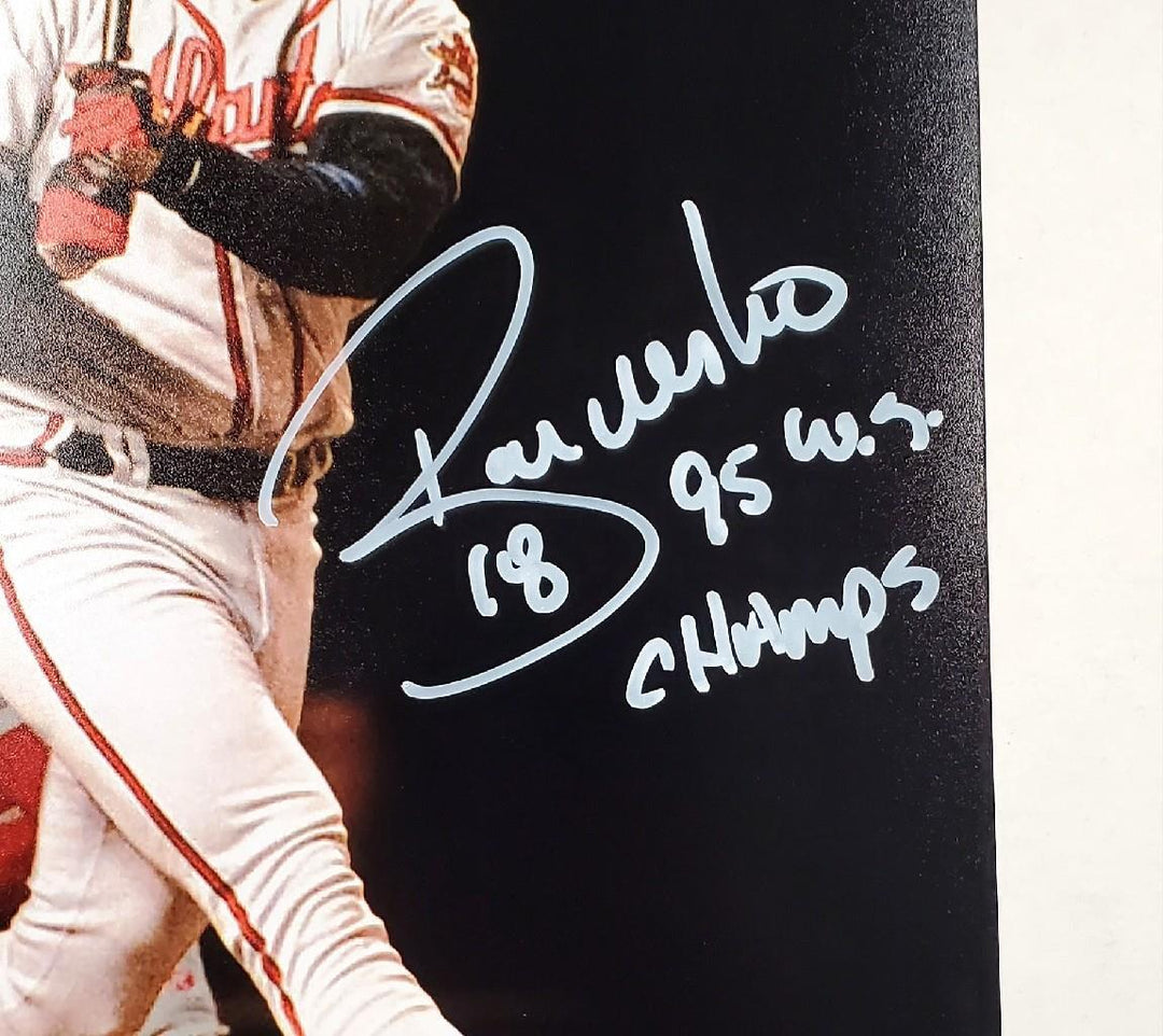 Ryan Klesko signed "95 WS Champs" 8x10 photo Braves 1 ~ Beckett BAS Witness Holo