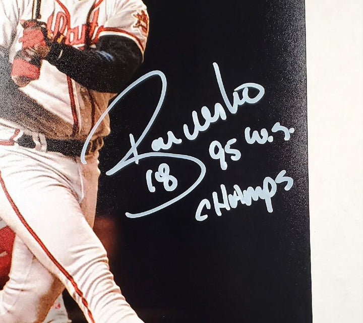 Ryan Klesko signed "95 WS Champs" 8x10 photo Braves 1 ~ Beckett BAS Witness Holo