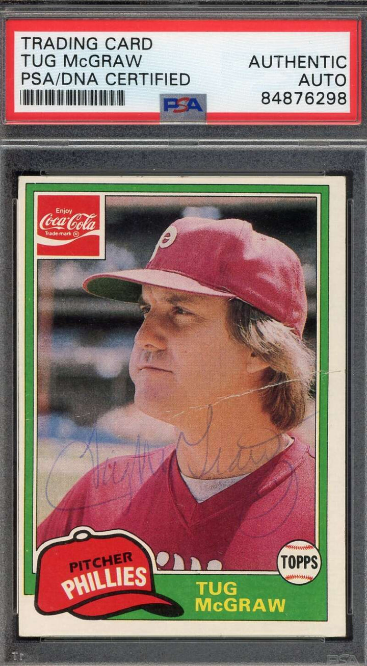 Tug McGraw PSA DNA Signed 1981 Topps Coca Cola Autograph