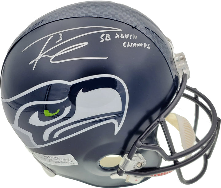 Russell Wilson Signed Seahawks SB Full Size Replica Helmet In Silver RW Holo
