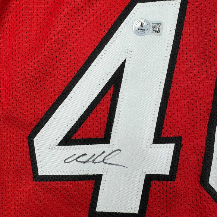 Framed Autographed/Signed Udonis Haslem 35x39 Miami Red Jersey BAS COA