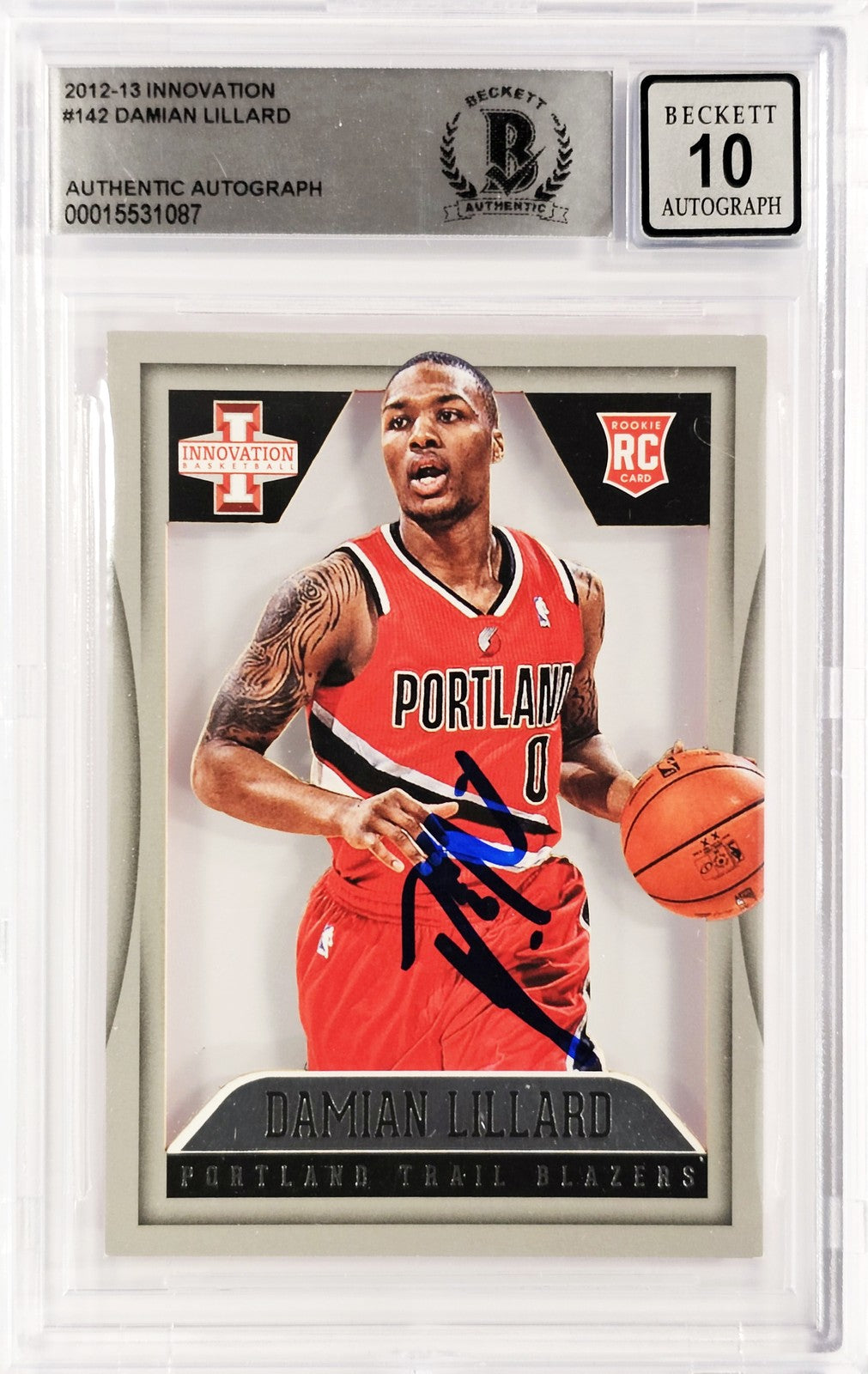 Damian Lillard Signed 2012-13 Panini Innovation RC 142 Sig 10 #34/349 Beckett