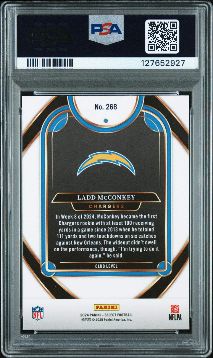 Graded 2024 Panini Select Ladd McConkey #268 Rookie RC Football Card PSA 9 Mint