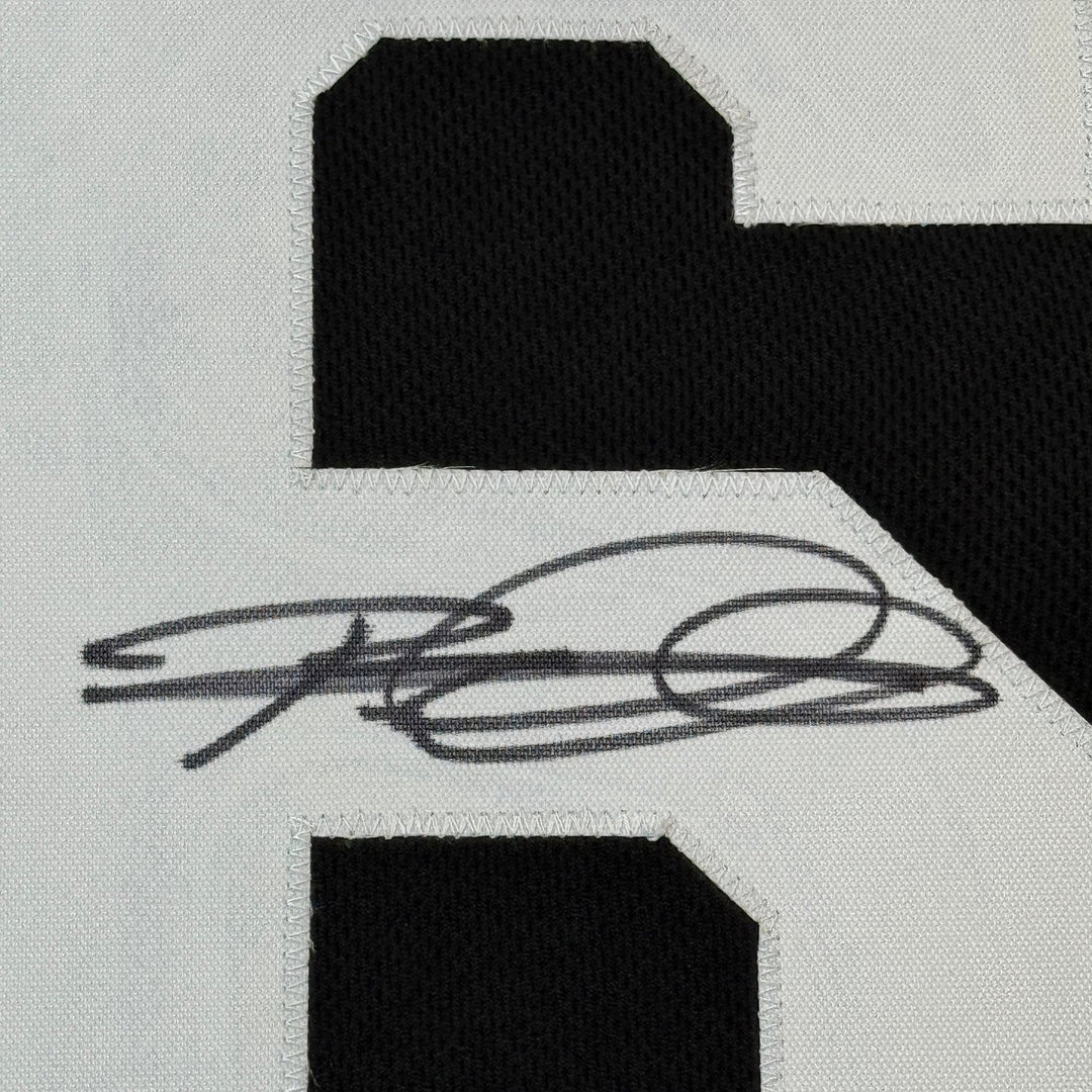 Framed Autographed/Signed Rod Woodson 35x39 Pittsburgh Black Jersey JSA COA
