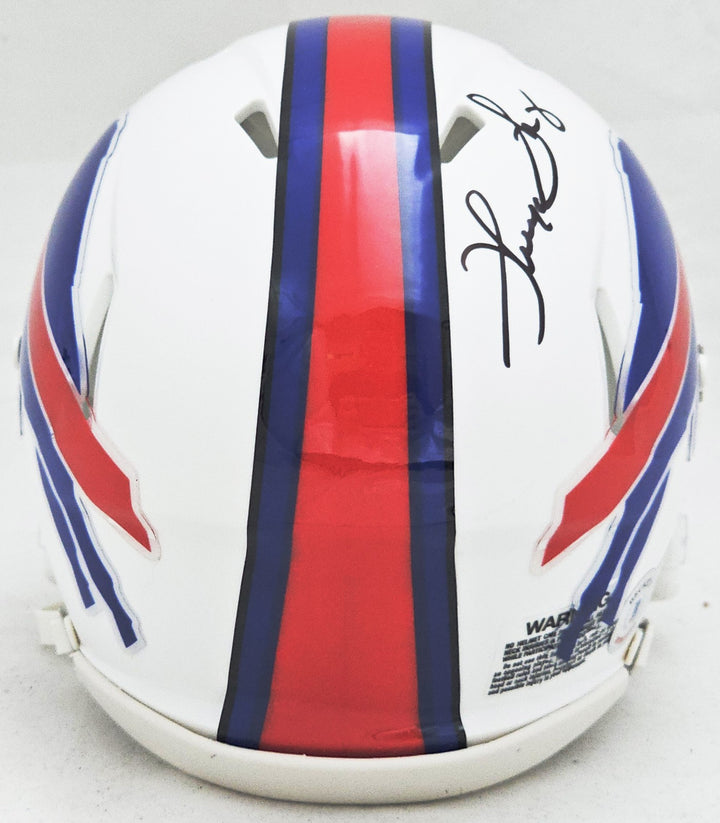 Thurman Thomas Signed Buffalo Bills White Speed Mini Helmet Beckett Wit