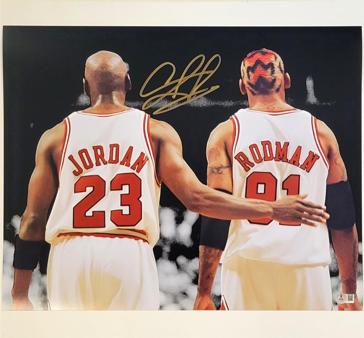 Dennis Rodman signed Bulls 16x20 photo autograph w/ Michael Jordan ~ Beckett BAS