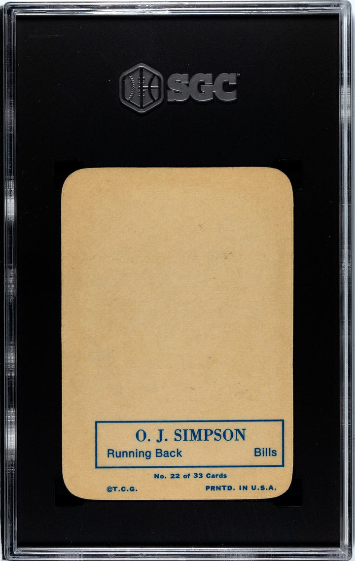 OJ/O.J. Simpson 1970 Topps Super Glossy Card #22- SGC Graded 4 VG-EX