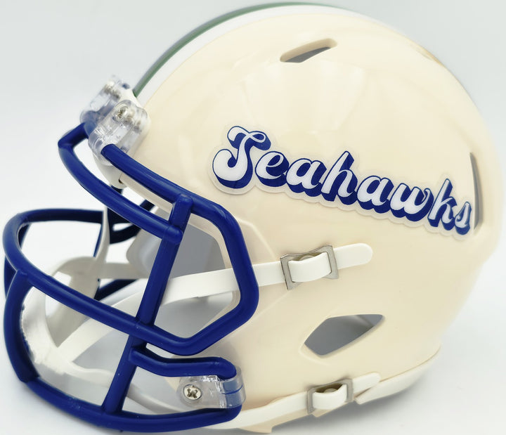 AJ Barner Signed Seattle Seahawks Cream Retro Speed Mini Helmet Beckett Witness