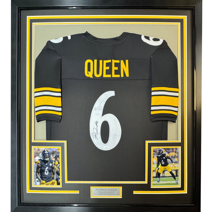 Framed Signed Patrick Queen 35x39 Pittsburgh Black Jersey JSA COA