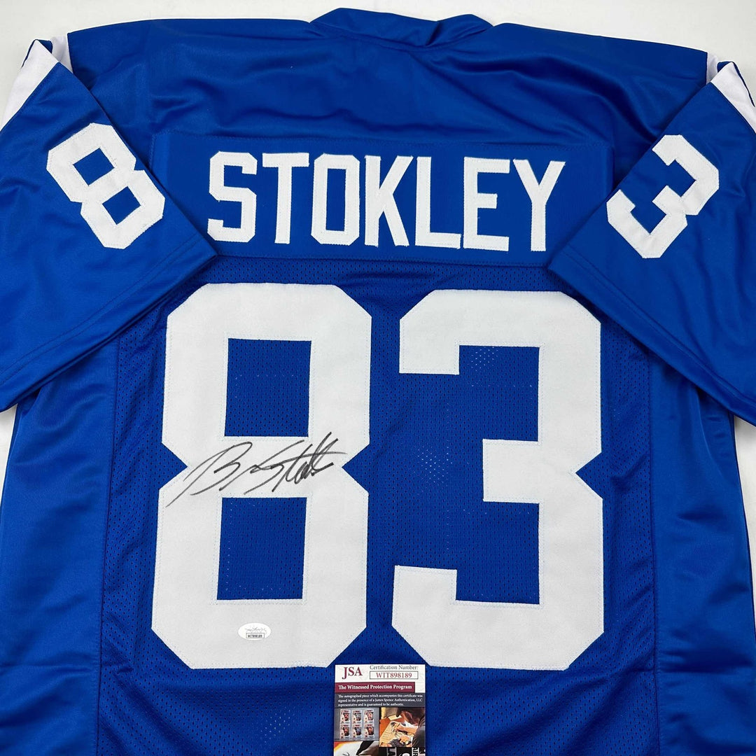 Autographed/Signed Brandon Stokley Indianapolis Blue Jersey JSA COA