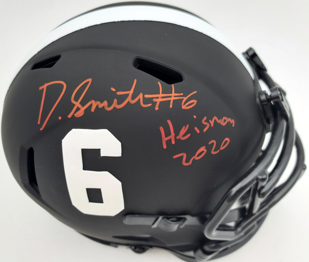 Devonta Smith Signed Alabama Crimson Tide Eclipse Black Speed Mini Helmet