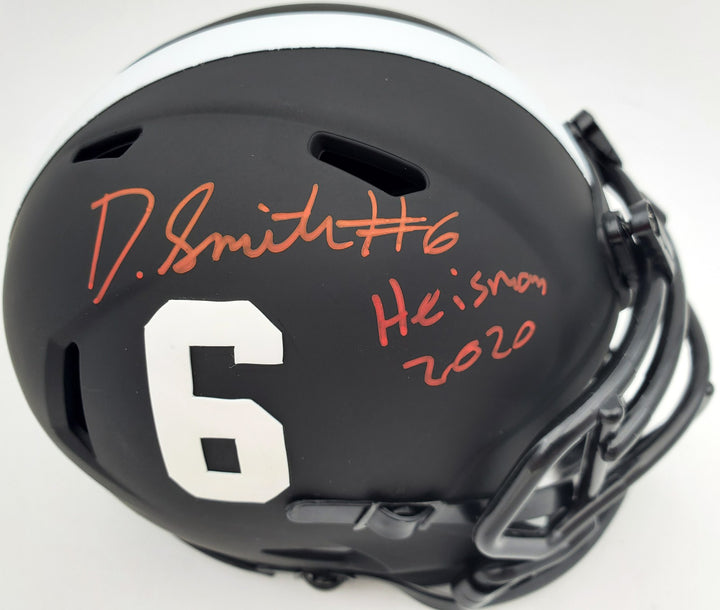 Devonta Smith Signed Alabama Crimson Tide Eclipse Black Speed Mini Helmet